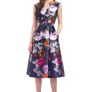 Size 6 Kay Unger Easton Floral Mikado Dress NWT